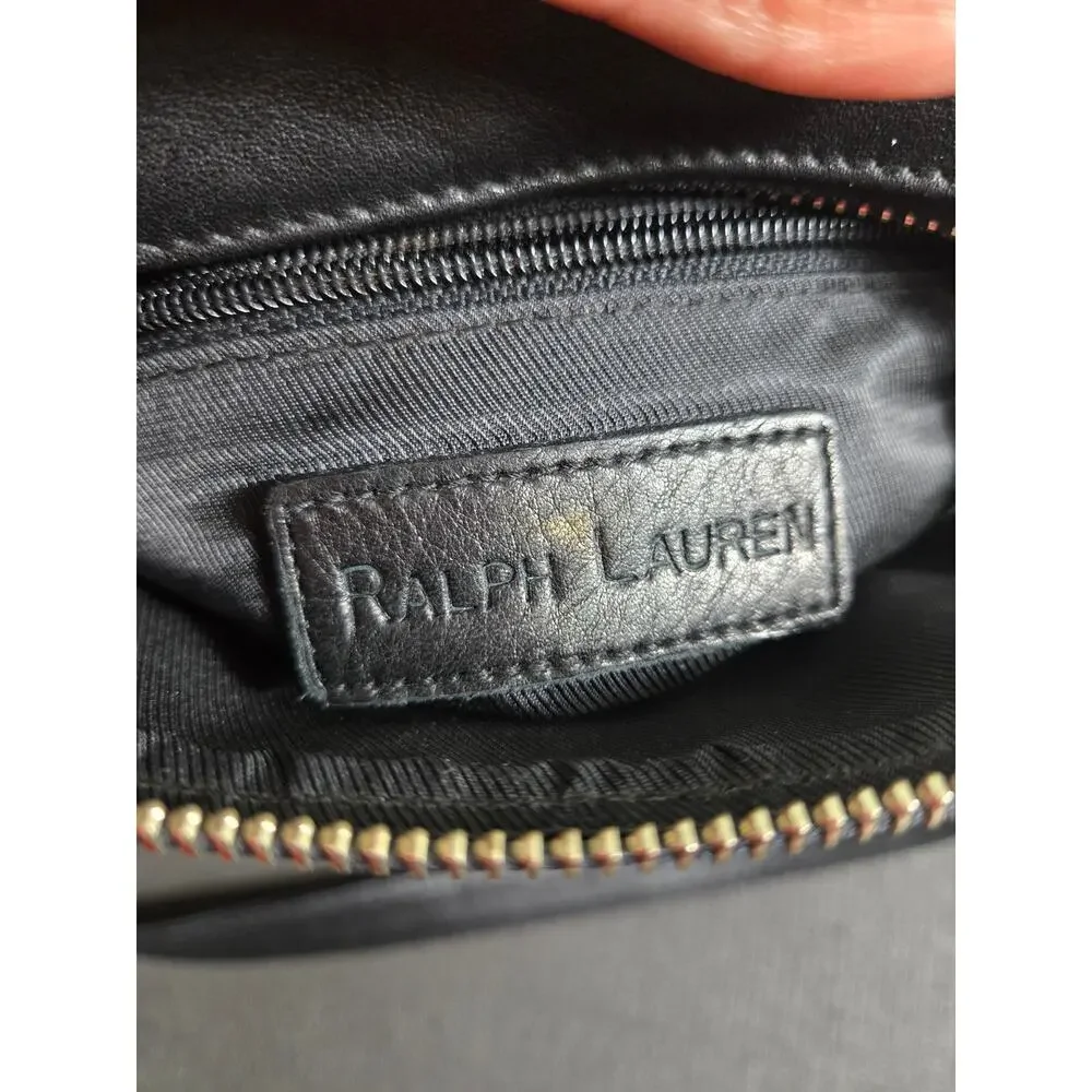 Ralph Lauren Leather Camera Bag Black Crossbody Shoulder Logo Vintage Classic